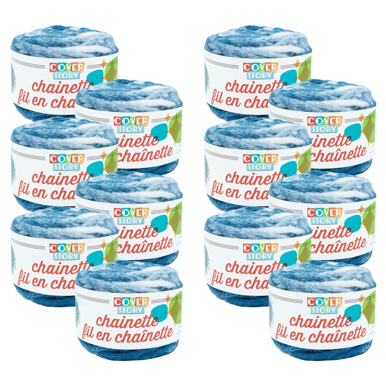 Lion Brand Yarn Cover Story Chainette Teal Super Bulky Polyester Blue Yarn 12 Pack